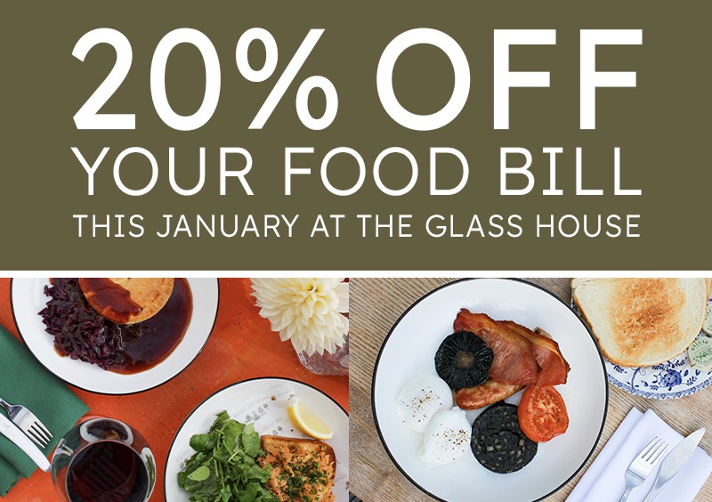 Enjoy 20% off food this January at The Glass House